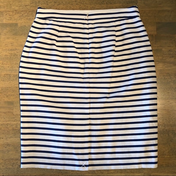 J. Crew Striped Navy/White Pencil Skirt, Size 0 - Picture 3 of 4